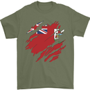 Torn Flag Bermuda Mens T-Shirt 100% Cotton Military Green