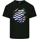 Torn Flag British Indian Ocean Territory Mens Cotton T-Shirt Tee Top Black