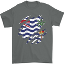Torn Flag British Indian Ocean Territory Mens T-Shirt 100% Cotton Charcoal