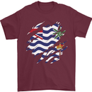 Torn Flag British Indian Ocean Territory Mens T-Shirt 100% Cotton Maroon