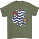 Torn Flag British Indian Ocean Territory Mens T-Shirt 100% Cotton Military Green