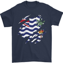 Torn Flag British Indian Ocean Territory Mens T-Shirt 100% Cotton Navy Blue