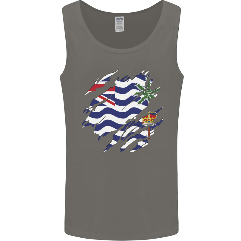 Torn Flag British Indian Ocean Territory Mens Vest Tank Top Charcoal
