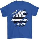 Torn Flag Brittany Mens T-Shirt 100% Cotton Royal Blue