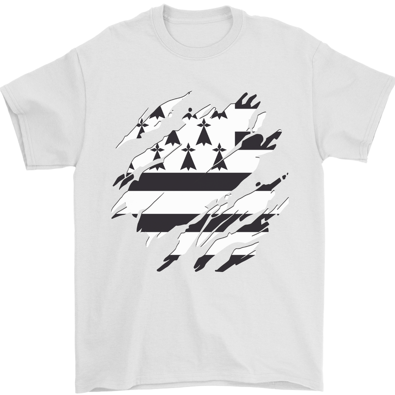 Torn Flag Brittany Mens T-Shirt 100% Cotton White