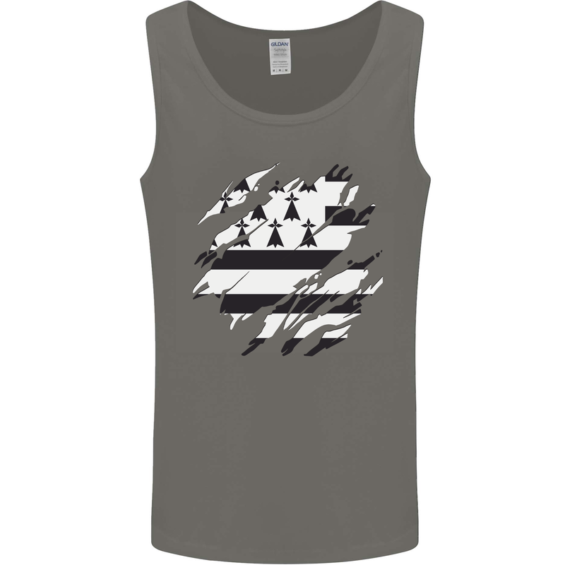 Torn Flag Brittany Mens Vest Tank Top Charcoal