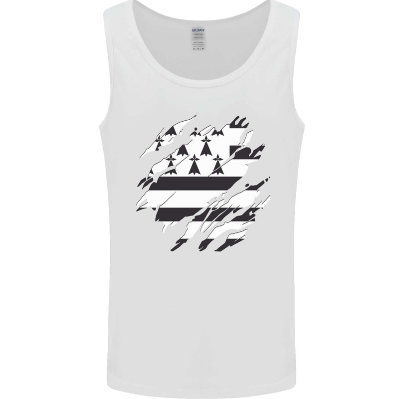 Torn Flag Brittany Mens Vest Tank Top White