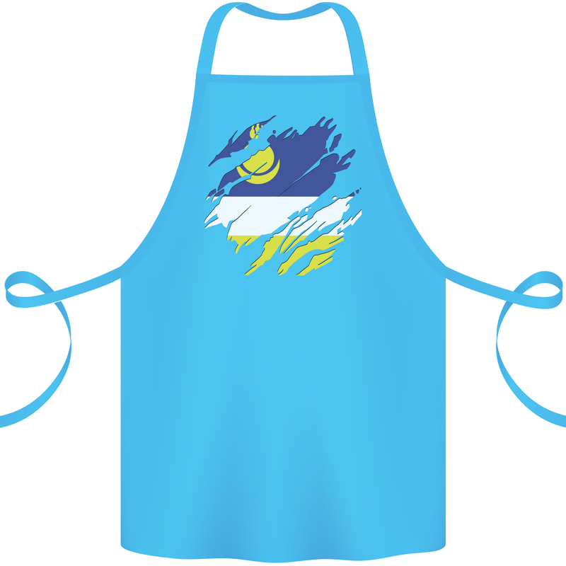 Torn Flag Buryatia Cotton Apron 100% Organic Turquoise