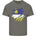 Torn Flag Buryatia Mens Cotton T-Shirt Tee Top Charcoal