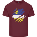 Torn Flag Buryatia Mens Cotton T-Shirt Tee Top Maroon