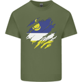Torn Flag Buryatia Mens Cotton T-Shirt Tee Top Military Green