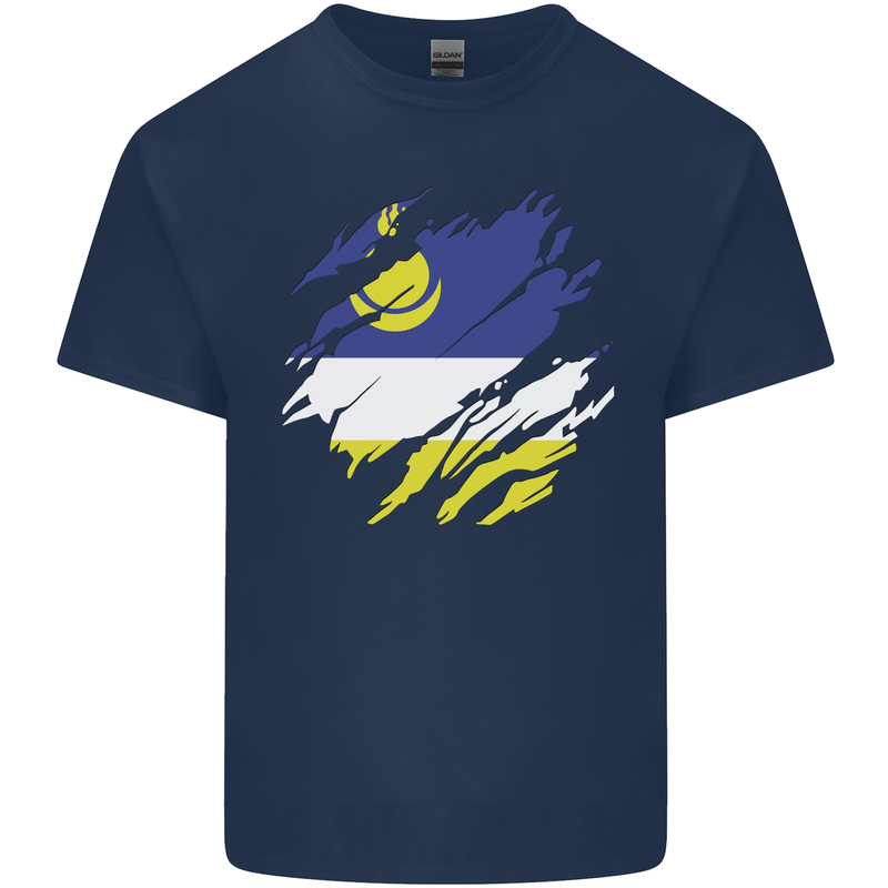 Torn Flag Buryatia Mens Cotton T-Shirt Tee Top Navy Blue