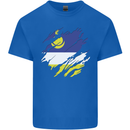 Torn Flag Buryatia Mens Cotton T-Shirt Tee Top Royal Blue