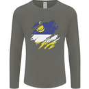Torn Flag Buryatia Mens Long Sleeve T-Shirt Charcoal