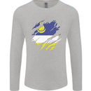 Torn Flag Buryatia Mens Long Sleeve T-Shirt Sports Grey