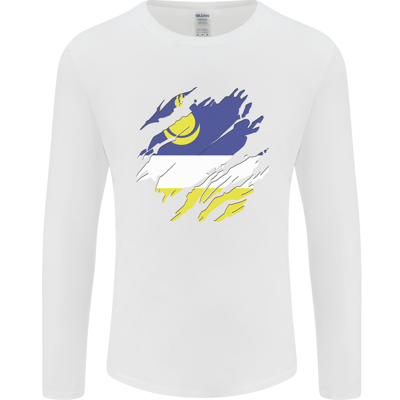 Torn Flag Buryatia Mens Long Sleeve T-Shirt White