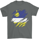 Torn Flag Buryatia Mens T-Shirt 100% Cotton Charcoal