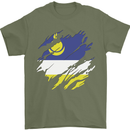 Torn Flag Buryatia Mens T-Shirt 100% Cotton Military Green