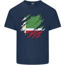 Torn Flag Chechen Republic Mens Cotton T-Shirt Tee Top Navy Blue