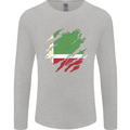 Torn Flag Chechen Republic Mens Long Sleeve T-Shirt Sports Grey