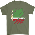 Torn Flag Chechen Republic Mens T-Shirt 100% Cotton Military Green