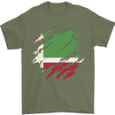 Torn Flag Chechen Republic Mens T-Shirt 100% Cotton Military Green