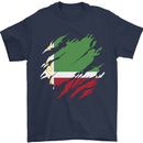 Torn Flag Chechen Republic Mens T-Shirt 100% Cotton Navy Blue