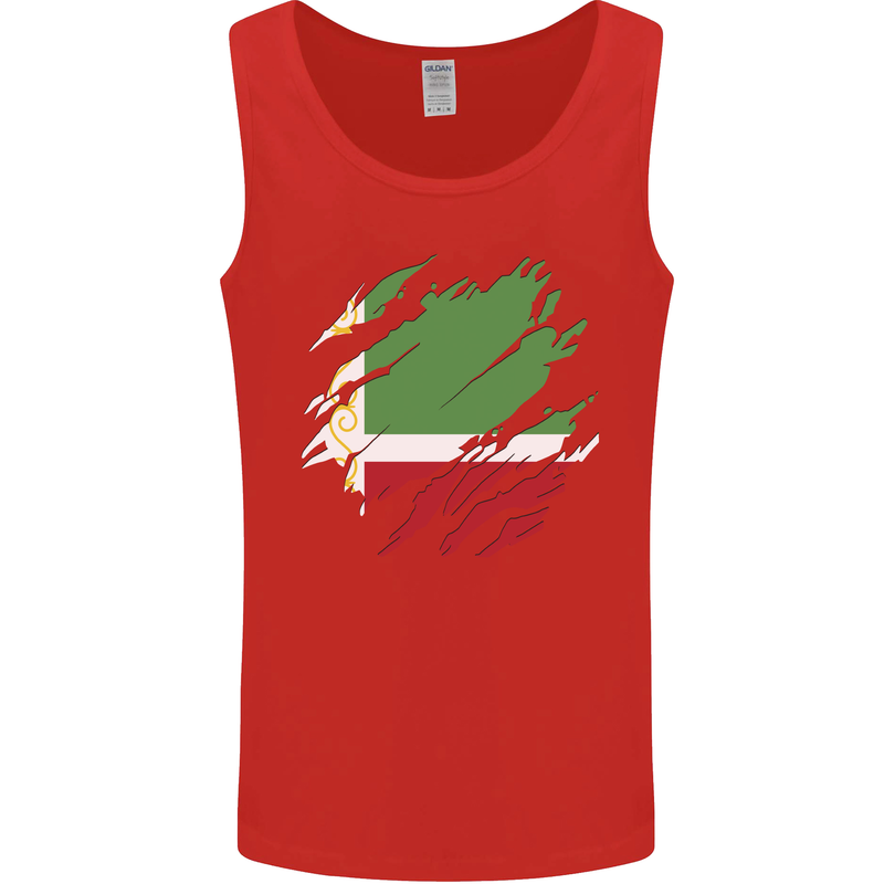 Torn Flag Chechen Republic Mens Vest Tank Top Red