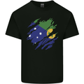 Torn Flag Christmas Islands Mens Cotton T-Shirt Tee Top Black