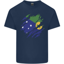 Torn Flag Christmas Islands Mens Cotton T-Shirt Tee Top Navy Blue