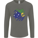 Torn Flag Christmas Islands Mens Long Sleeve T-Shirt Charcoal