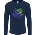Torn Flag Christmas Islands Mens Long Sleeve T-Shirt Navy Blue