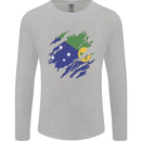 Torn Flag Christmas Islands Mens Long Sleeve T-Shirt Sports Grey