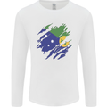 Torn Flag Christmas Islands Mens Long Sleeve T-Shirt White