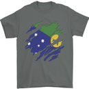 Torn Flag Christmas Islands Mens T-Shirt 100% Cotton Charcoal