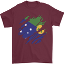 Torn Flag Christmas Islands Mens T-Shirt 100% Cotton Maroon