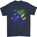 Torn Flag Christmas Islands Mens T-Shirt 100% Cotton Navy Blue