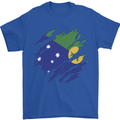 Torn Flag Christmas Islands Mens T-Shirt 100% Cotton Royal Blue