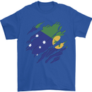 Torn Flag Christmas Islands Mens T-Shirt 100% Cotton Royal Blue