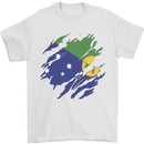 Torn Flag Christmas Islands Mens T-Shirt 100% Cotton White