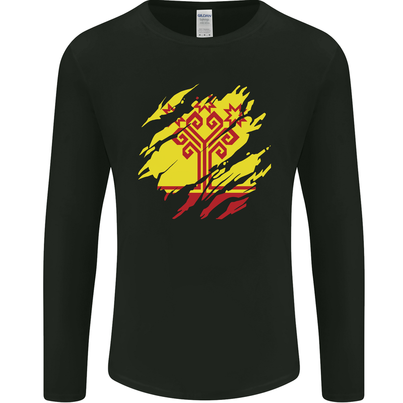 Torn Flag Chuvashia Mens Long Sleeve T-Shirt Black
