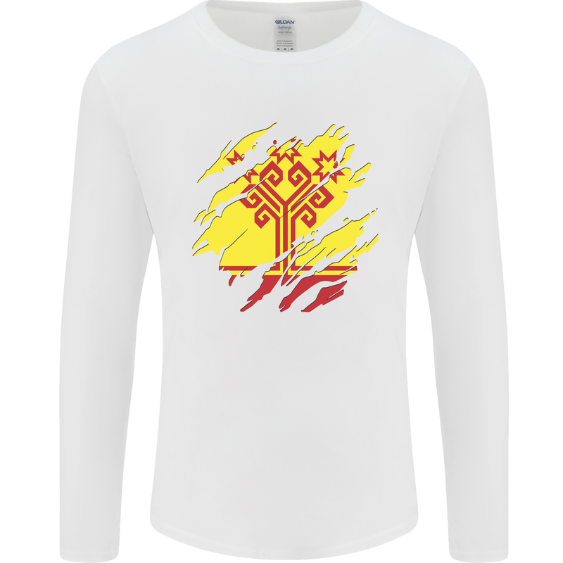 Torn Flag Chuvashia Mens Long Sleeve T-Shirt White