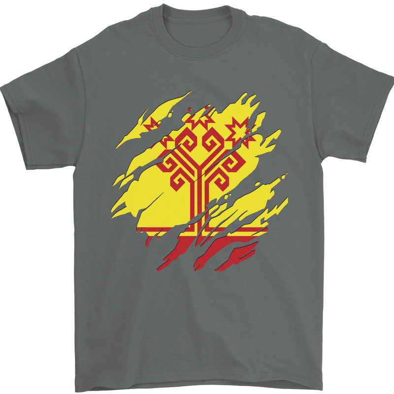 Torn Flag Chuvashia Mens T-Shirt 100% Cotton Charcoal