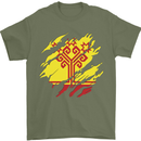 Torn Flag Chuvashia Mens T-Shirt 100% Cotton Military Green