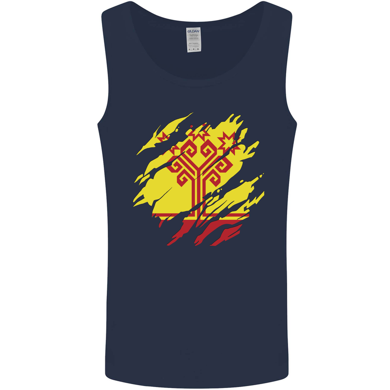 Torn Flag Chuvashia Mens Vest Tank Top Navy Blue