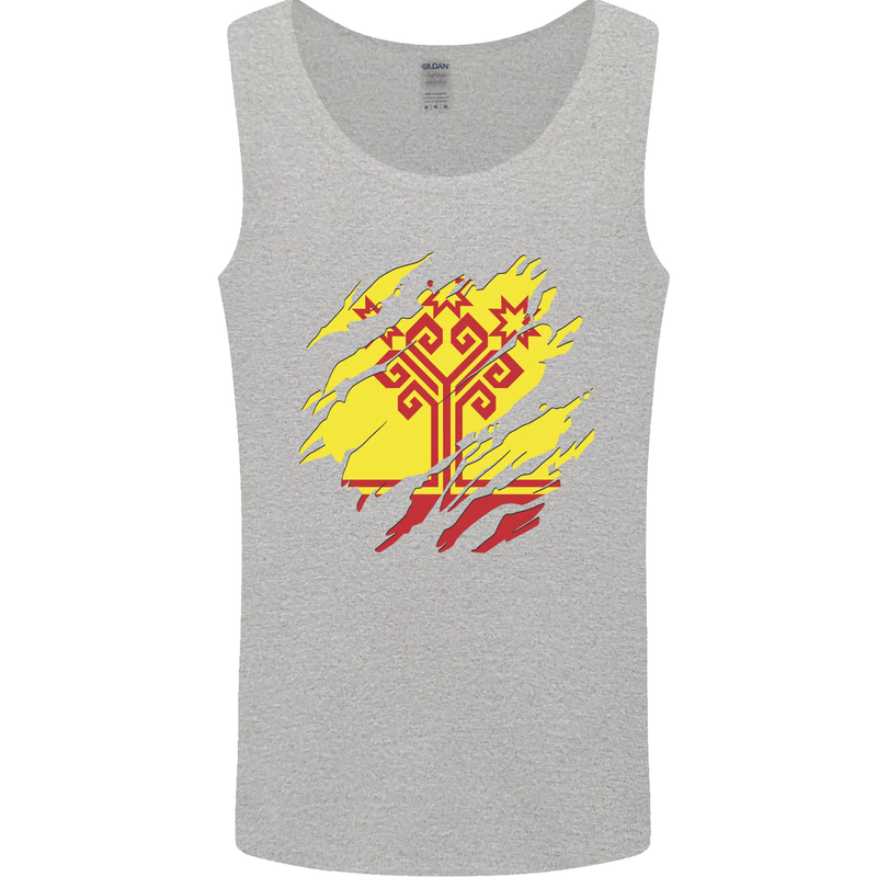 Torn Flag Chuvashia Mens Vest Tank Top Sports Grey