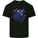 Torn Flag Cook Islands Mens Cotton T-Shirt Tee Top Black