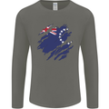 Torn Flag Cook Islands Mens Long Sleeve T-Shirt Charcoal