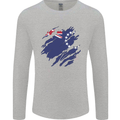 Torn Flag Cook Islands Mens Long Sleeve T-Shirt Sports Grey
