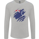 Torn Flag Cook Islands Mens Long Sleeve T-Shirt Sports Grey